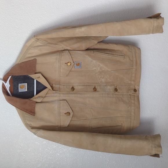 VTG Carhartt Trucker Jacket Blanket Lined Duck Canvas J09 BRN - Picture 1 of 14
